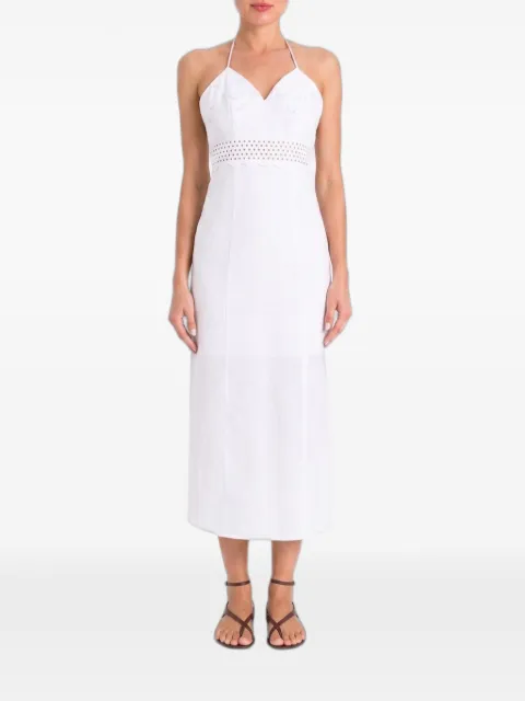 TWINSET broderie-anglaise halterneck midi dress White 261TT2390