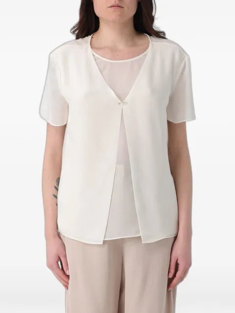 Emporio Armani chiffon-panel short-sleeve top White EW003333AF10209U1058