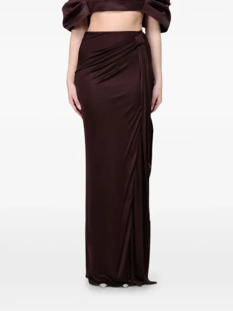 Elisabetta Franchi knot-detail draped maxi skirt Brown GOI66644