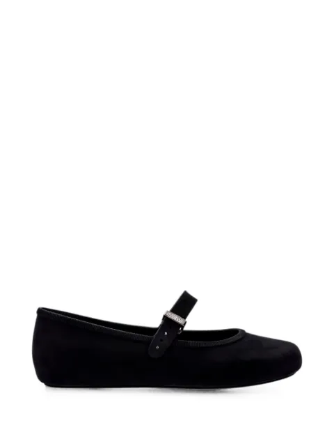 Melissa Soft velvet-effect buckle-fastening ballet flats Black 35941