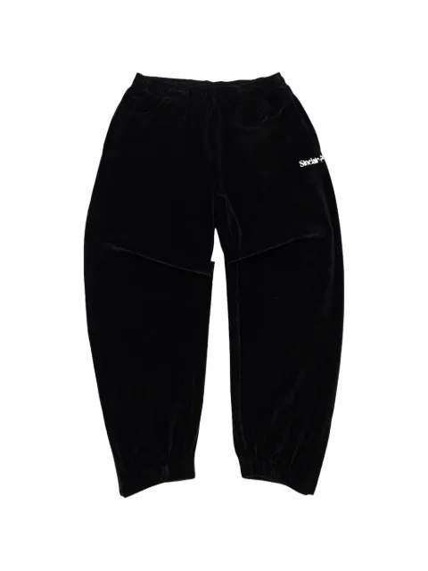 Sinclair velour logo-print tapperd trousers Black SGSVSB