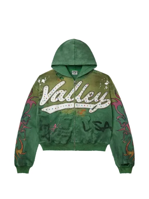 Vale crystal-embellishment hoodie Green VAL256