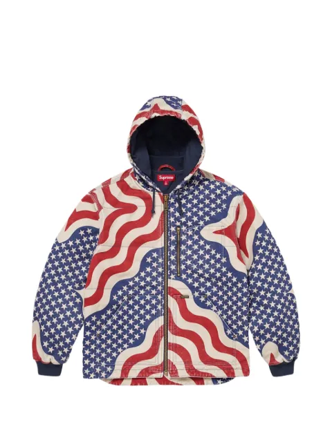 Supreme flag-print quilted jacket Blue SU27805
