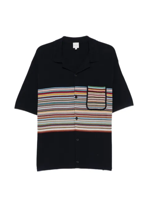 Paul Smith striped-knit button-up polo shirt Blue M1R978ZW0315949