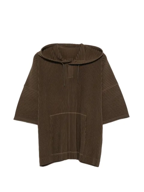 Homme Plissé Issey Miyake plissé-effect drawstring hoodie Green HP66JK06337