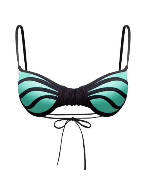 God Save Queens Allure panelled curved bikini top Black GSQ136210