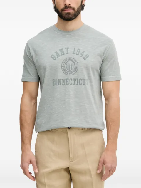 Gant logo-print slub-texture T-shirt Green 2003410