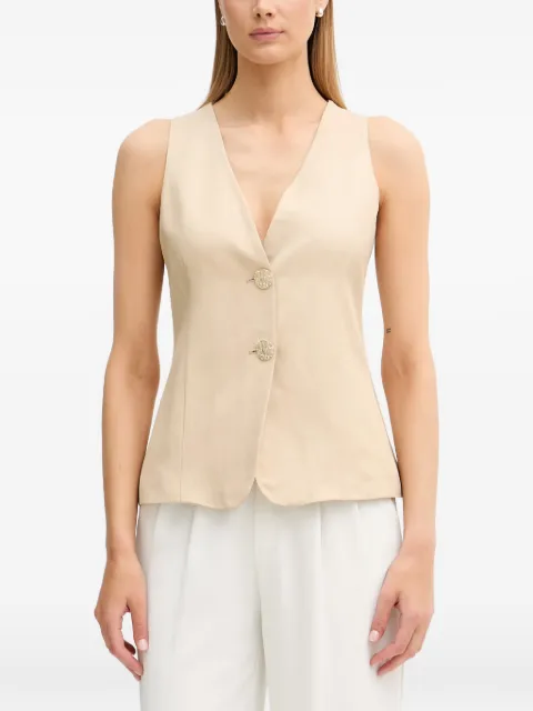 Gaudi button-fastening sleeveless V-neck top Neutrals 611FD35013