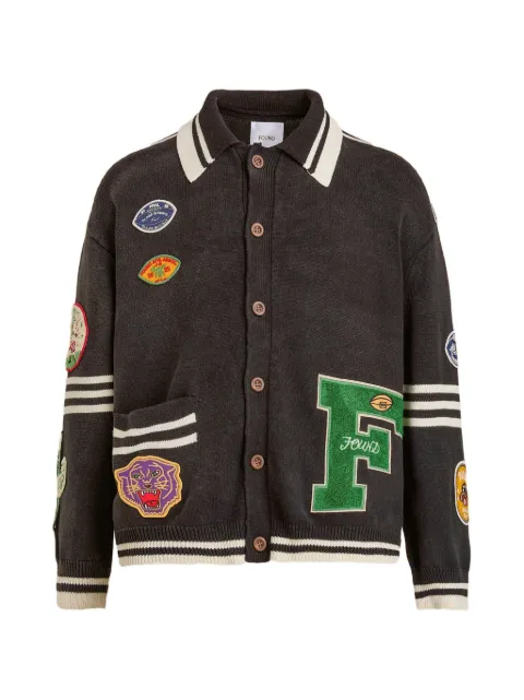 FOUND patch-detail striped cardigan Black FOPF26CA010120027
