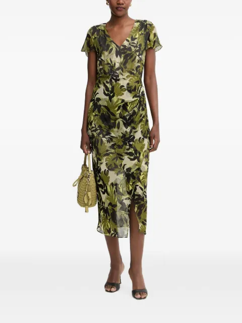 Armani Exchange leaf-print cut-out midi dress Green XW002014AF21554