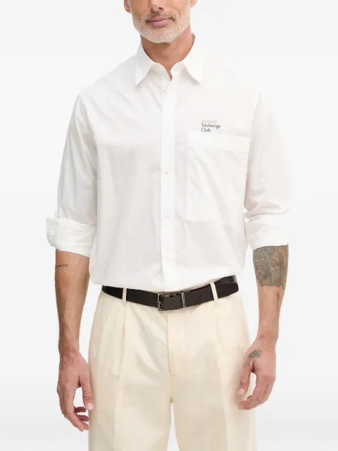 Armani Exchange logo-print chest-pocket shirt White XM002265AF24533