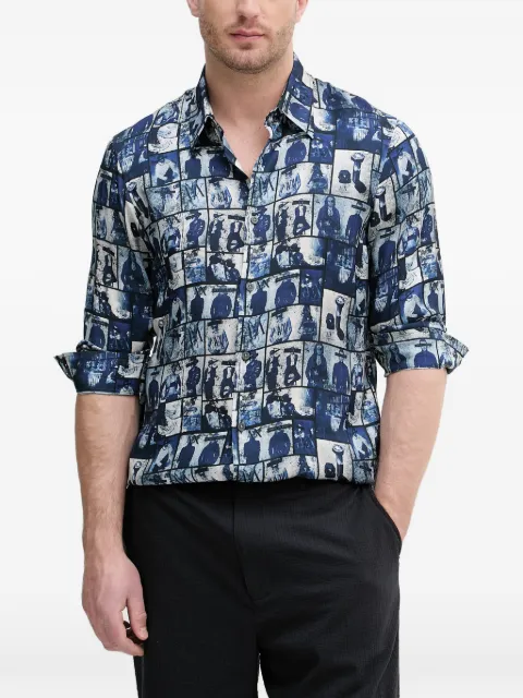 Armani Exchange graphic-print long-sleeved shirt Blue XM002280AF13235