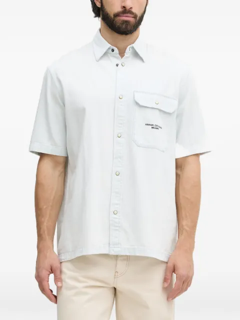 Armani Exchange pinstripe-pattern short-sleeve shirt Blue XM002266AF2