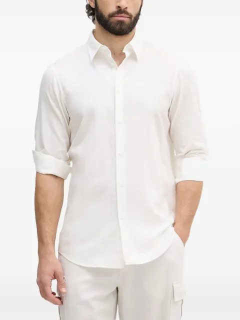 Armani Exchange logo-embroidered long-sleeve shirt White XM002290AF2