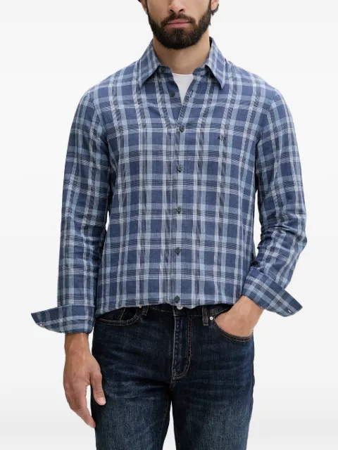 Armani Exchange check-pattern logo-embroidered shirt Blue XM002746AF2