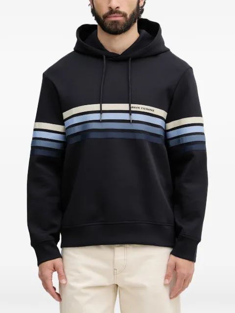 Armani Exchange logo-print striped hoodie Blue XM002053AF1