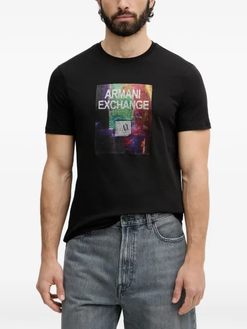 Armani Exchange graphic-print logo-patch T-shirt Black XM002515AF1