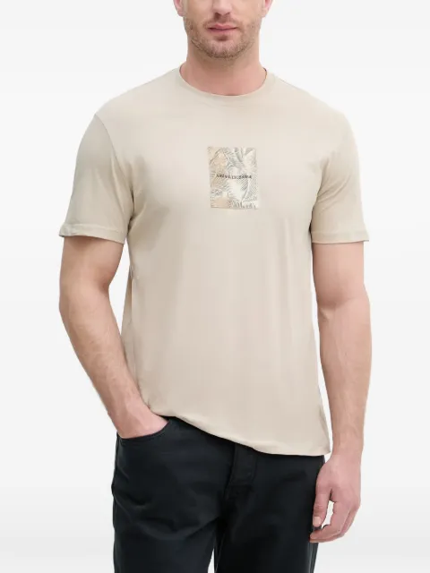 Armani Exchange logo-patch palm-print T-shirt Neutrals XM002501AF10356