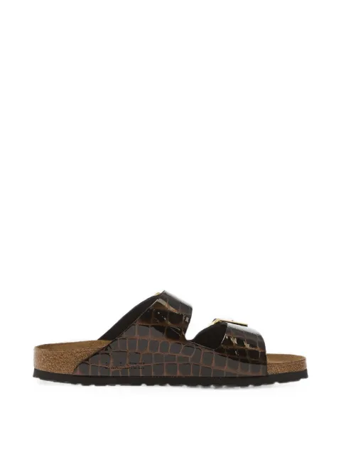 Birkenstock Arizona croc-effect buckle-fastening sandals Brown 1032864