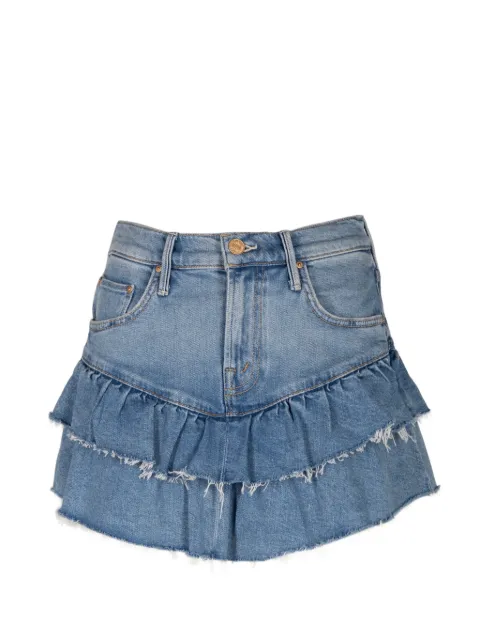 MOTHER Ruffle My Feathers frayed mini skirt Blue 913611866KNC