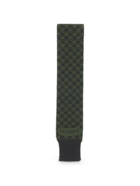 Marni jacquard-knit ribbed-edge scarf Green SCZC0090Q0UFH101