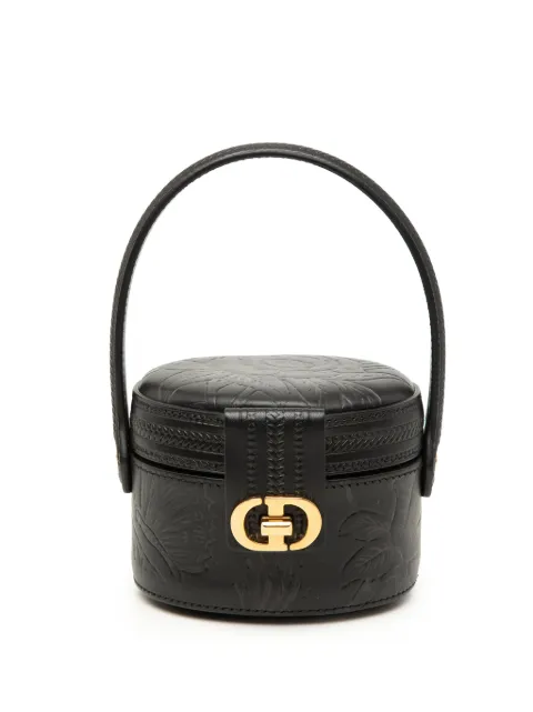 Christian Dior Pre-Owned 2022 Floral Embossed Calfskin CD Logo vanity bag Black HIYUXP7D56CYLUL4