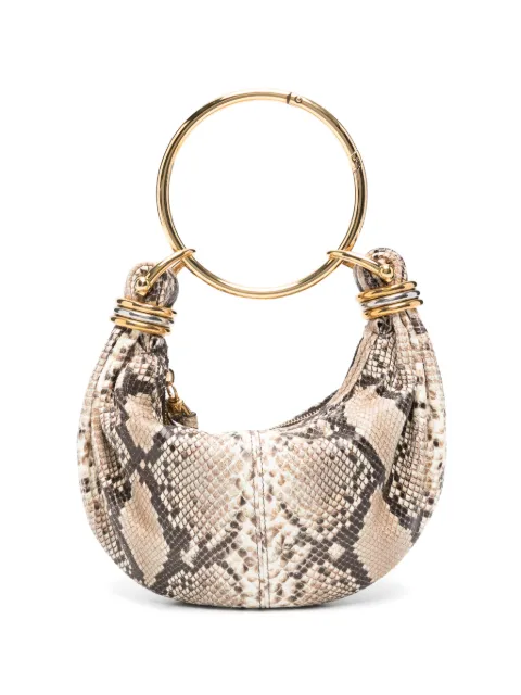 Chloé snakeskin-effect ring-handle clutch bag Neutrals CH26AS623S76