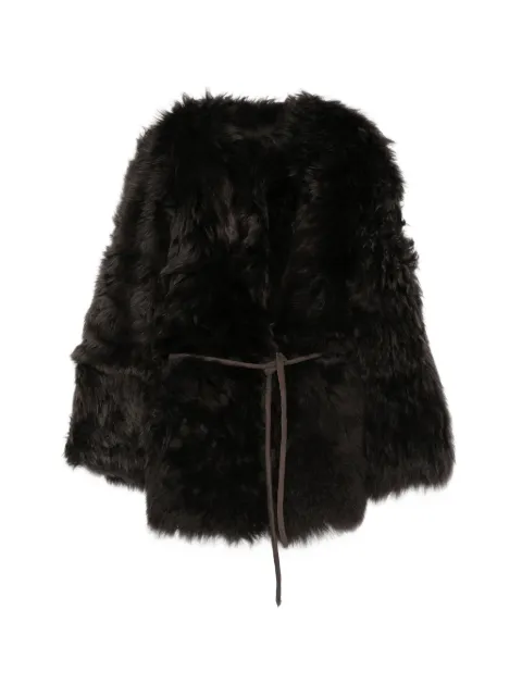 Blancha belted shearling coat Brown 2602930280