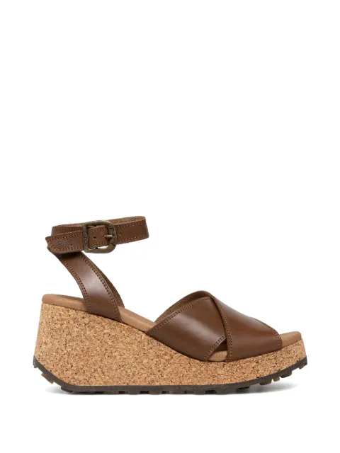 Fly London cork-wedge leather sandals Brown P145440003