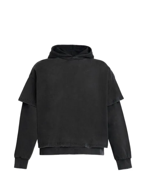 FOUND distressed layered-effect hoodie Black FOPF26HO020120027