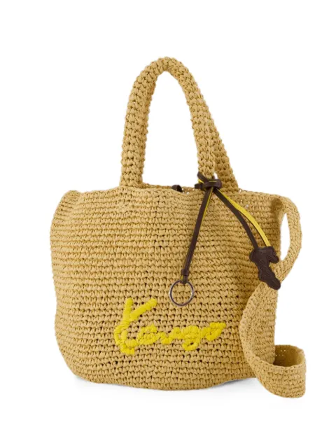 Kenzo small logo-embroidered raffia bag Neutrals FG62SA514F05