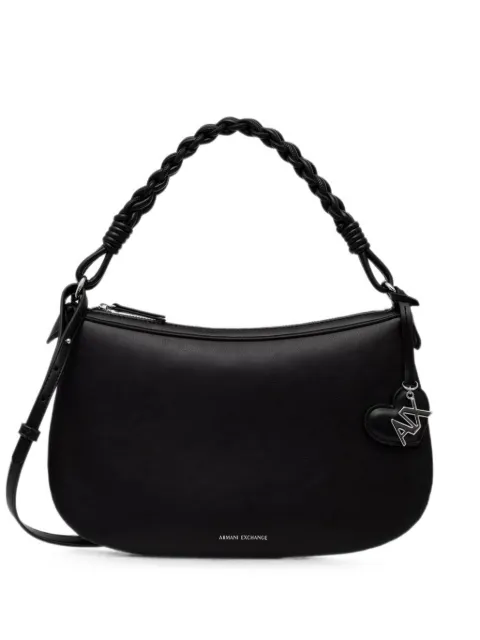 Armani Exchange braided-handle heart-charm shoulder bag Black XW002593AF21428