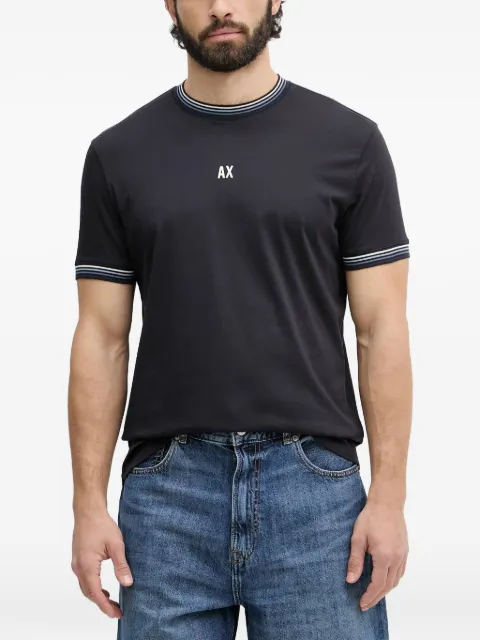 Armani Exchange logo-detail striped-trim T-shirt Blue XM002451AF1