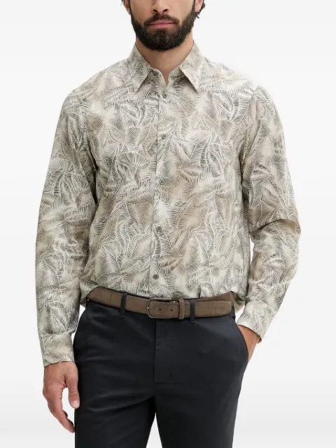 Armani Exchange leaf-print long-sleeved shirt Neutrals XM002290AF2