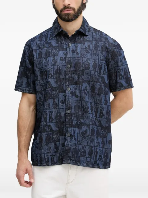 Armani Exchange short-sleeved denim shirt Blue XM002809AF2