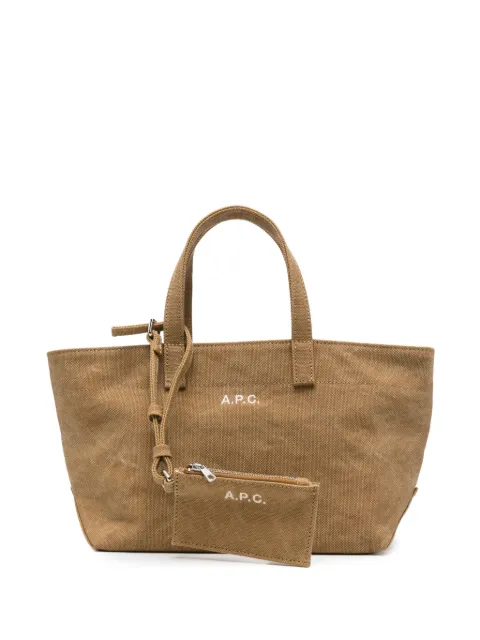 A.P.C. small Le Drummer logo-embroidered canvas tote bag Neutrals COHMPF67045BAC