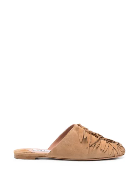 Aquazzura fringe-detail suede mules Neutrals MCKFLAM0SUEMCA