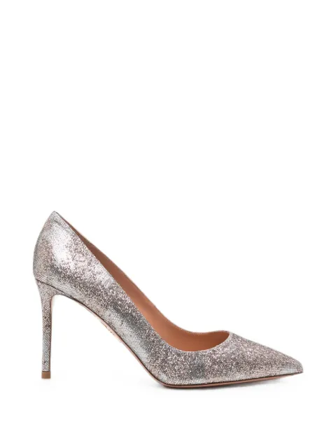 Aquazzura metallic-effect pointed-toe pumps Silver PURMIDP1MRTSLR