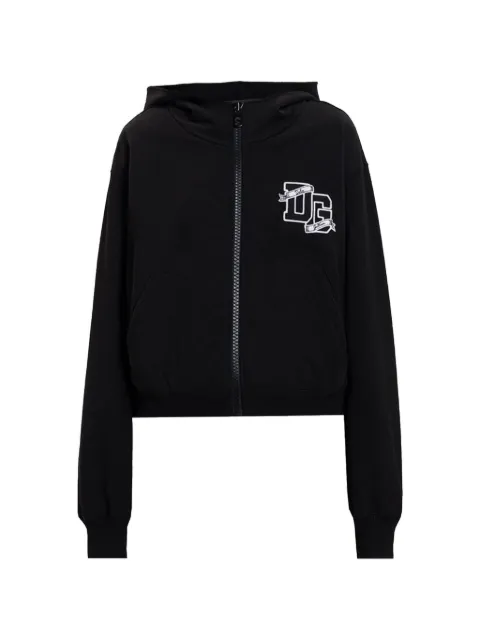 Dolce & Gabbana logo-patch zip-up hoodie Black F9S15ZGDDL5