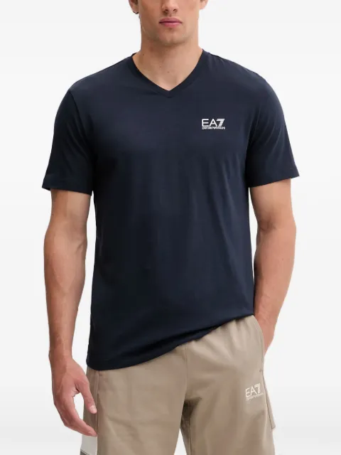 Ea7 Emporio Armani logo-print V-neck T-shirt Blue PJVQZ8NPT27