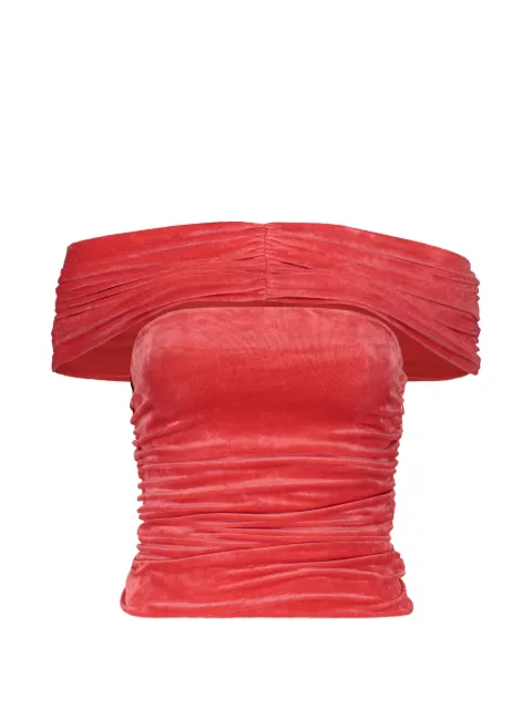 Alberta Ferretti ruched off-shoulder top Red A08012823