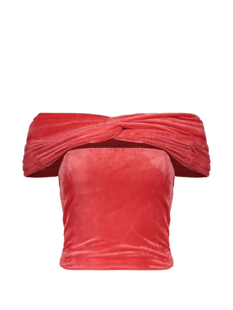 Alberta Ferretti off-shoulder velvet blouse Pink A08022823