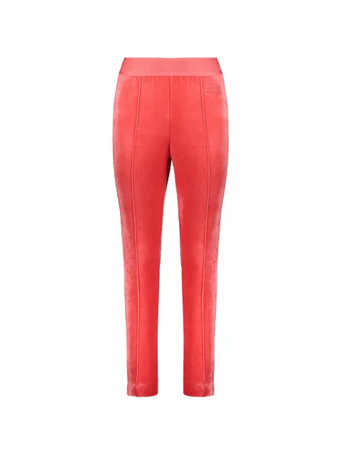 Alberta Ferretti logo-waistband velvet-effect trousers Red A03222823