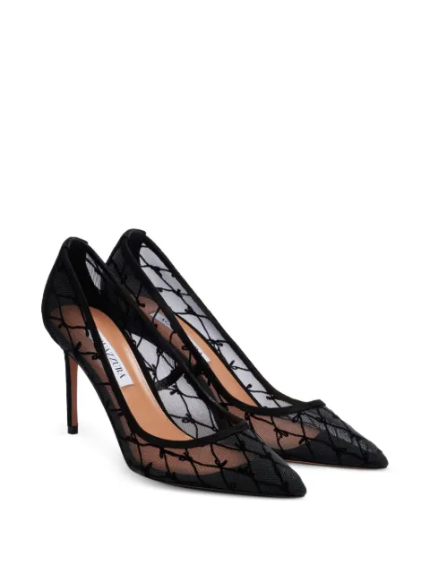 Aquazzura Nude bow-embroidered pumps White NDEMIDP0MBS000