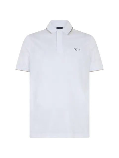 Paul & Shark logo-embroidered tipped polo shirt White 25411301