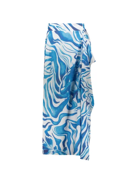 Alberta Ferretti asymmetric graphic-print skirt Blue A01022920