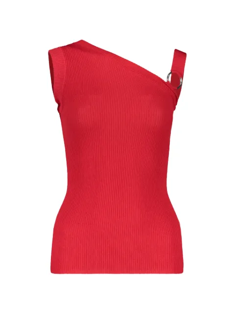 Boutique Moschino asymmetrical ribbed blouse Red T08821106