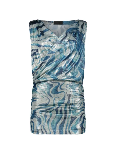 Alberta Ferretti abstract-print draped mini dress Silver A04052919