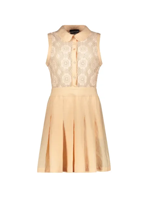Boutique Moschino lace-panel pleated mini dress Neutrals T04370812