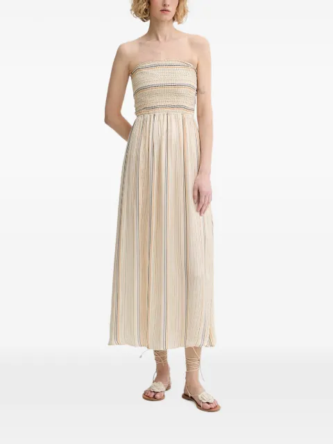 Sessùn shirred striped midi dress Neutrals 26205018